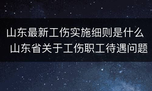 山东最新工伤实施细则是什么 山东省关于工伤职工待遇问题的规定