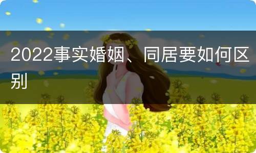 2022事实婚姻、同居要如何区别