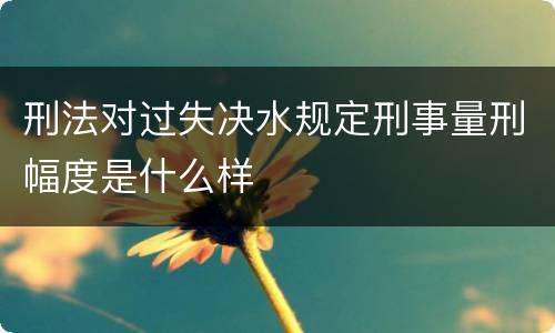 刑法对过失决水规定刑事量刑幅度是什么样