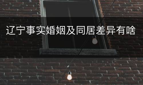 辽宁事实婚姻及同居差异有啥