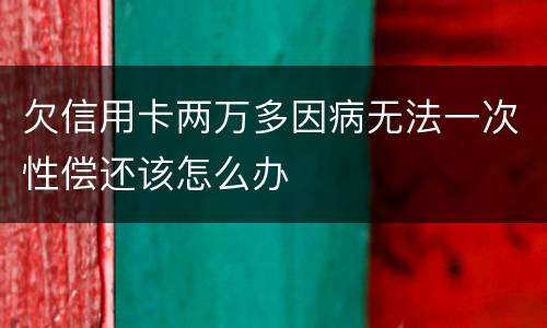 欠信用卡两万多因病无法一次性偿还该怎么办