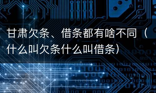 甘肃欠条、借条都有啥不同（什么叫欠条什么叫借条）