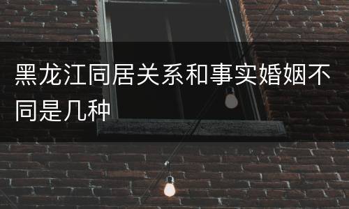 黑龙江同居关系和事实婚姻不同是几种