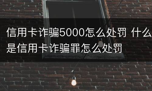 信用卡诈骗5000怎么处罚 什么是信用卡诈骗罪怎么处罚