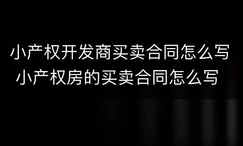 小产权开发商买卖合同怎么写 小产权房的买卖合同怎么写