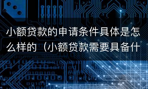 小额贷款的申请条件具体是怎么样的（小额贷款需要具备什么条件?）