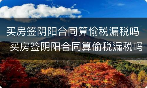 买房签阴阳合同算偷税漏税吗 买房签阴阳合同算偷税漏税吗怎么办