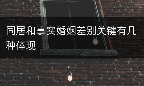 同居和事实婚姻差别关键有几种体现