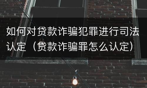 如何对贷款诈骗犯罪进行司法认定（贷款诈骗罪怎么认定）