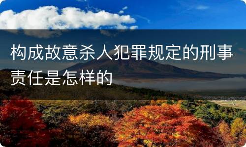 构成故意杀人犯罪规定的刑事责任是怎样的
