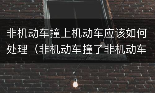 非机动车撞上机动车应该如何处理（非机动车撞了非机动车怎么处理）