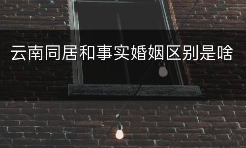 云南同居和事实婚姻区别是啥