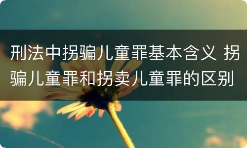 刑法中拐骗儿童罪基本含义 拐骗儿童罪和拐卖儿童罪的区别