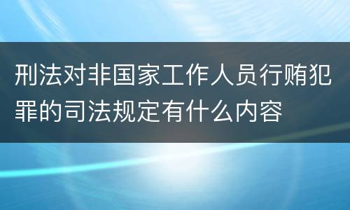 刑法对非国家工作人员行贿犯罪的司法规定有什么内容