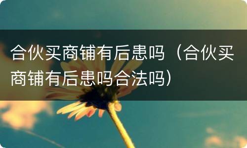 合伙买商铺有后患吗（合伙买商铺有后患吗合法吗）