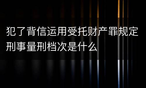 犯了背信运用受托财产罪规定刑事量刑档次是什么