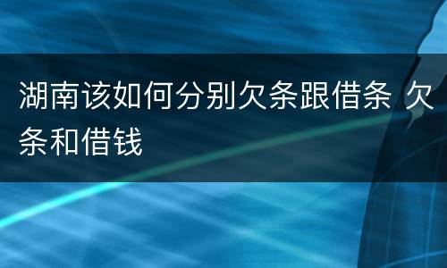 湖南该如何分别欠条跟借条 欠条和借钱