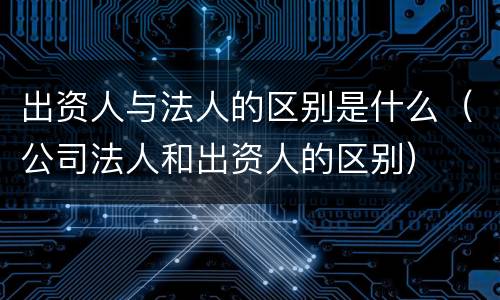 出资人与法人的区别是什么（公司法人和出资人的区别）