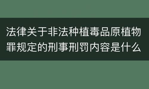 法律关于非法种植毒品原植物罪规定的刑事刑罚内容是什么