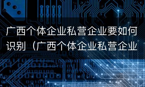 广西个体企业私营企业要如何识别（广西个体企业私营企业要如何识别企业）