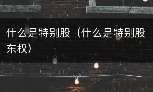 什么是特别股（什么是特别股东权）