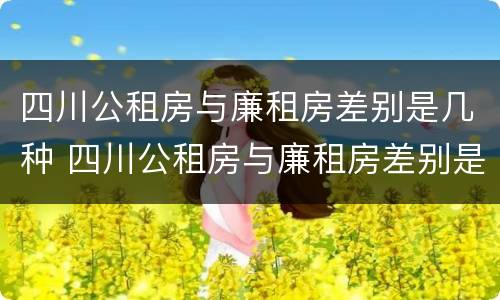 四川公租房与廉租房差别是几种 四川公租房与廉租房差别是几种类型