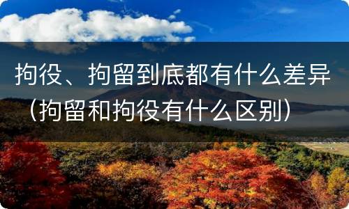 拘役、拘留到底都有什么差异（拘留和拘役有什么区别）