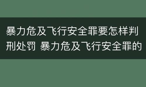 暴力危及飞行安全罪要怎样判刑处罚 暴力危及飞行安全罪的构成要件
