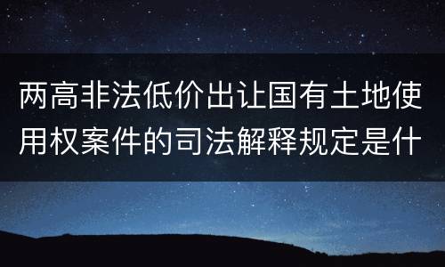 两高非法低价出让国有土地使用权案件的司法解释规定是什么
