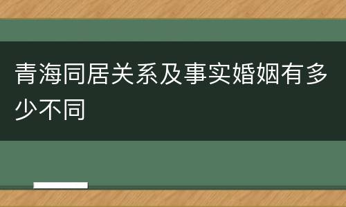 青海同居关系及事实婚姻有多少不同