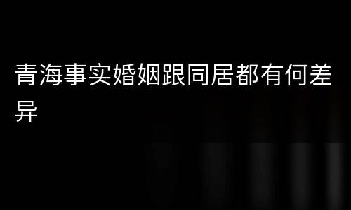 青海事实婚姻跟同居都有何差异