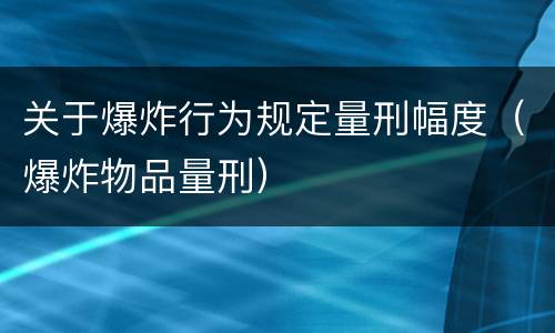 关于爆炸行为规定量刑幅度（爆炸物品量刑）