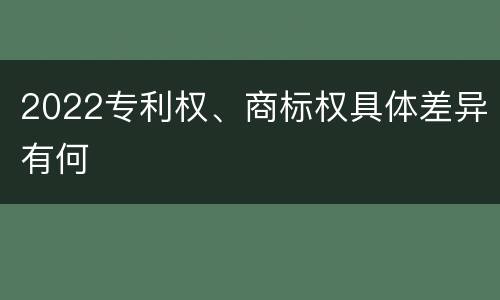 2022专利权、商标权具体差异有何