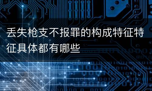 丢失枪支不报罪的构成特征特征具体都有哪些