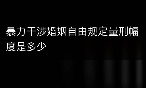 暴力干涉婚姻自由规定量刑幅度是多少