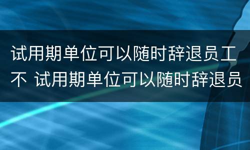 试用期单位可以随时辞退员工不 试用期单位可以随时辞退员工吗