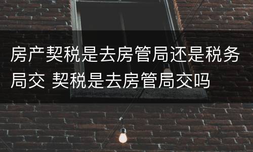 房产契税是去房管局还是税务局交 契税是去房管局交吗
