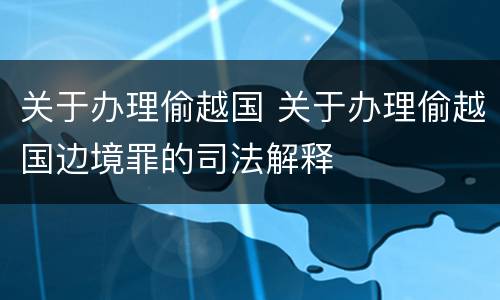 关于办理偷越国 关于办理偷越国边境罪的司法解释