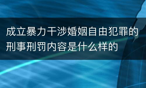成立暴力干涉婚姻自由犯罪的刑事刑罚内容是什么样的
