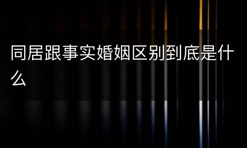 同居跟事实婚姻区别到底是什么