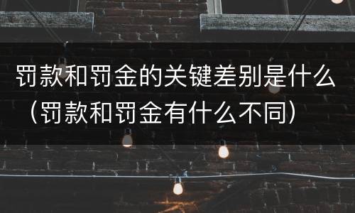 罚款和罚金的关键差别是什么（罚款和罚金有什么不同）
