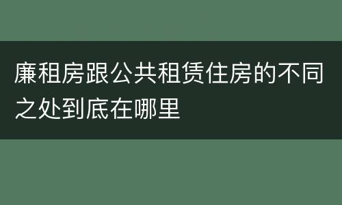 廉租房跟公共租赁住房的不同之处到底在哪里