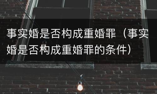 事实婚是否构成重婚罪（事实婚是否构成重婚罪的条件）