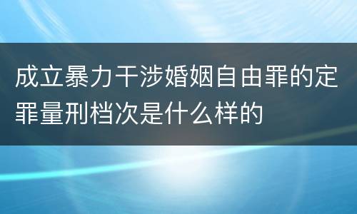 成立暴力干涉婚姻自由罪的定罪量刑档次是什么样的