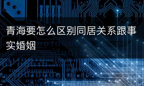 青海要怎么区别同居关系跟事实婚姻