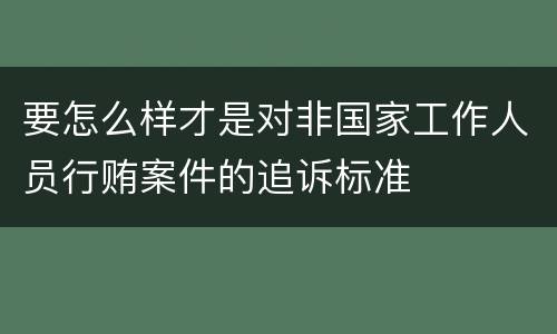 要怎么样才是对非国家工作人员行贿案件的追诉标准