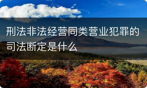 刑法非法经营同类营业犯罪的司法断定是什么
