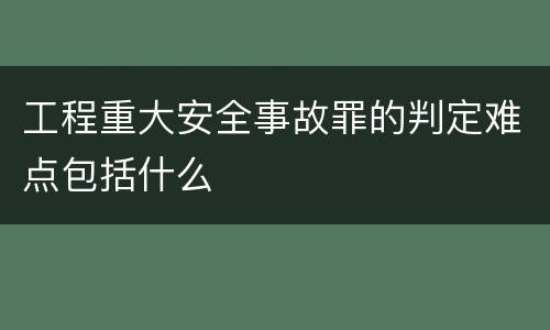 工程重大安全事故罪的判定难点包括什么