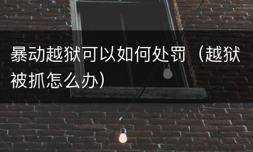 暴动越狱可以如何处罚（越狱被抓怎么办）