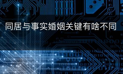 同居与事实婚姻关键有啥不同